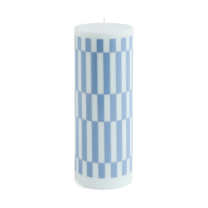 Vela Column Candle large 25 cm - Light blue-dusty blue check - HAY