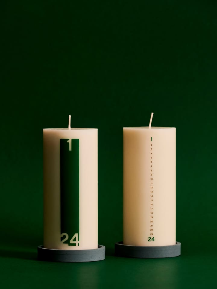 Vela de calendário e porta-velas 6,8 cm - Bold Off white-green - HAY