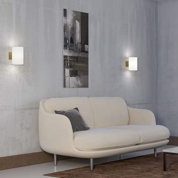 Candeeiro de parede grande Evoke - Satin latão-vidro branco - Herstal