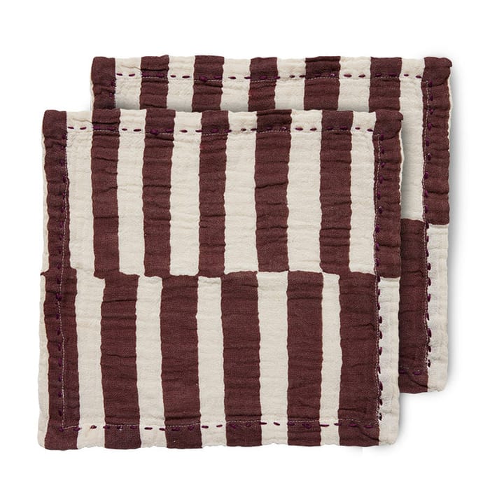 Guardanapo de algodão Striped 30x30 cm 2 unid. - Burgundy - HKliving