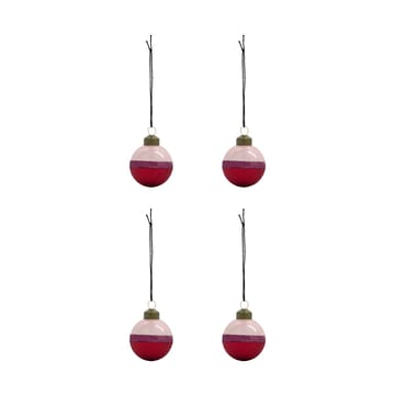 Bola de Natal Stripe Ø5 cm 4 unidades - Rosa-vermelho - House Doctor