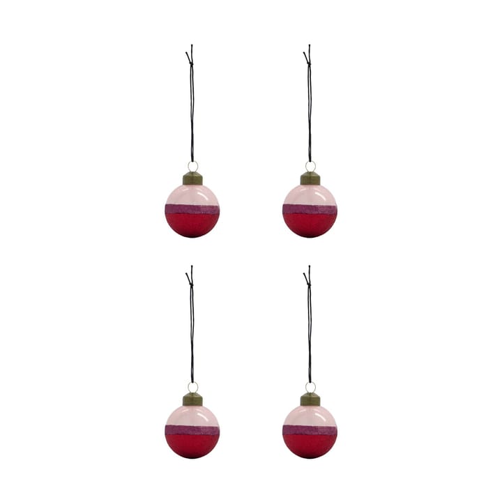 Bola de Natal Stripe Ø5 cm 4 unidades - Rosa-vermelho - House Doctor