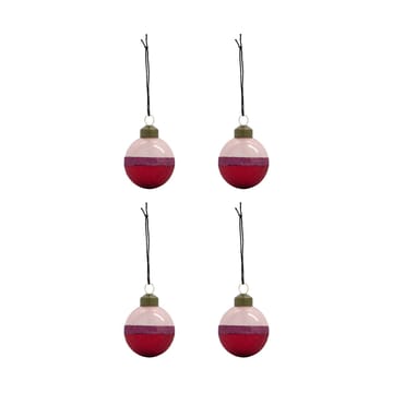 Bola de Natal Stripe Ø8 cm 4 unidades - Rosa-vermelho - House Doctor