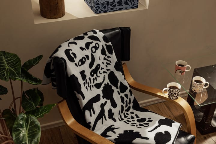 Manta de lã Oiva Toikka Cheetah 130x180 cm - Preto-branco - Iittala