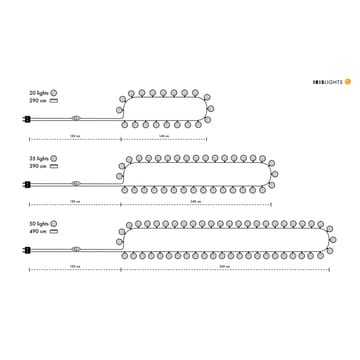 Luzes Irislights extra lights black - 20 bolas - Irislights