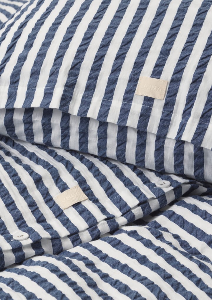 Conjunto de cama Bæk&Bølge Lines 220x220 cm, Azul escuro-branco  Juna