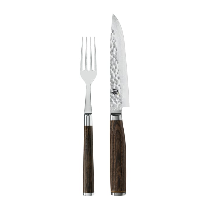 Conjunto de faca e garfo Kai Shun Premier - Cromado-castanho - KAI