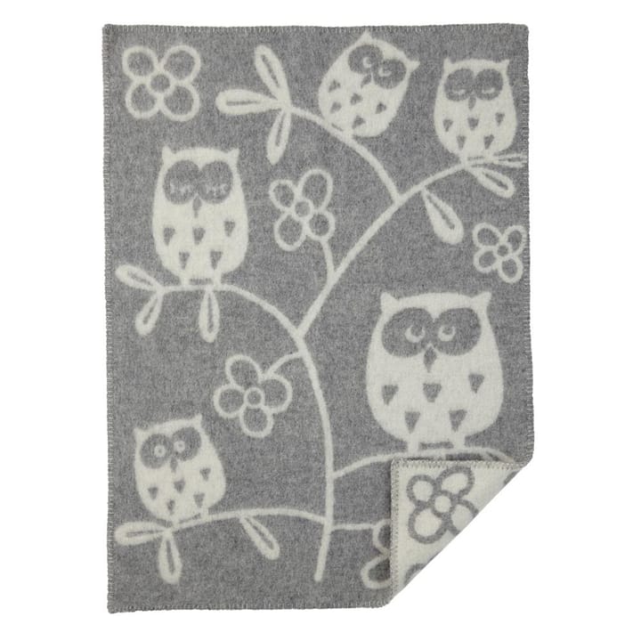Manta de lã Tree Owl - light grey - Klippan Yllefabrik