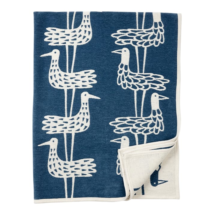 Manta Shore birds chenille - azul - Klippan Yllefabrik