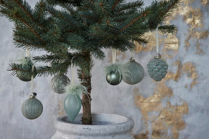 Bola de Natal Norille Ø11 cm - Dusty green, canelado - Lene Bjerre