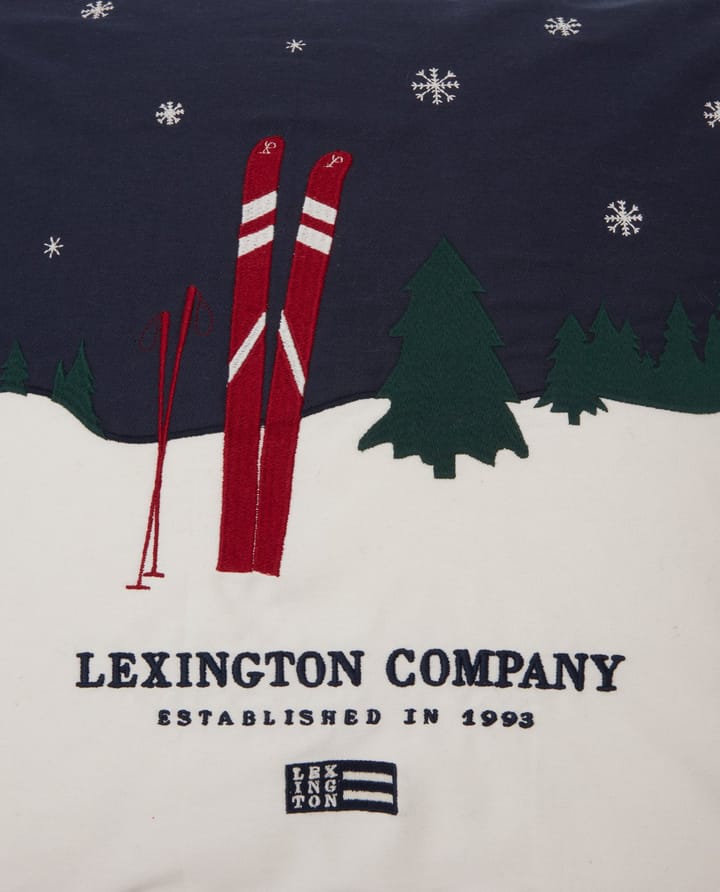 Capa de almofada de sarja de algodão Evening Skis Org 50x50 cm - Azul escuro-branco multi - Lexington