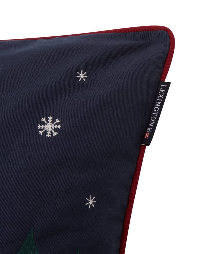 Capa de almofada de sarja de algodão Evening Skis Org 50x50 cm - Azul escuro-branco multi - Lexington
