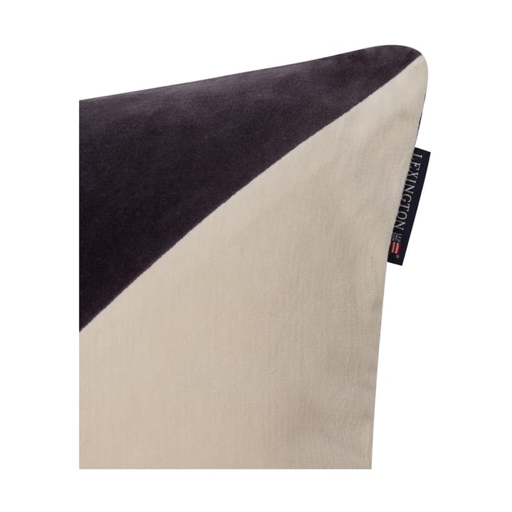 Capa de almofada de veludo de algodão orgânico remendado 50x50 cm - Cinza escuro-bege claro - Lexington