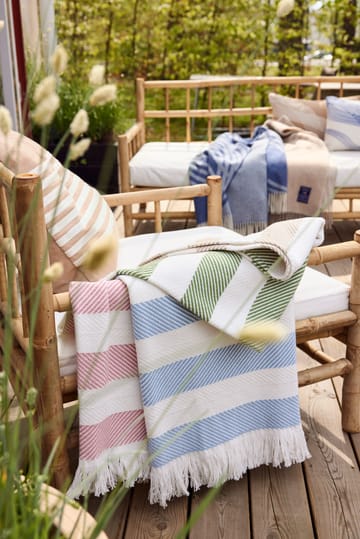 Capa de almofada Emboidery Striped Linen/Cotton 50x50 cm - Bege-branco - Lexington