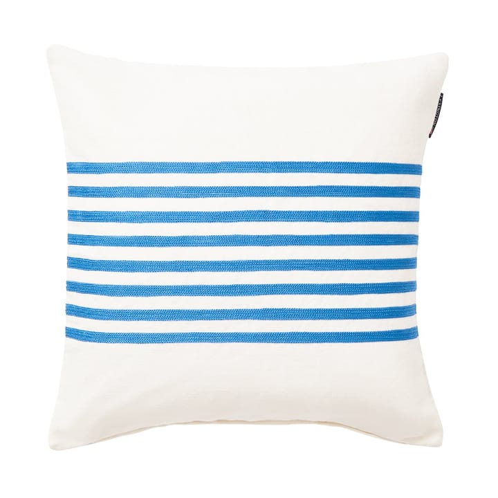 Capa de almofada Emboidery Striped Linen/Cotton 50x50 cm - Off White-azul - Lexington