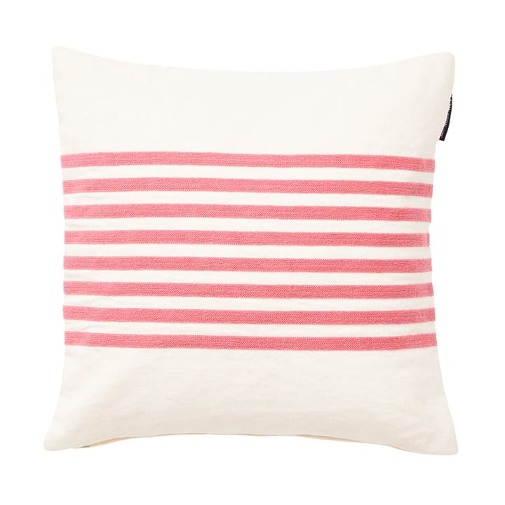 Capa de almofada Emboidery Striped Linen/Cotton 50x50 cm - Off White-vermelho - Lexington