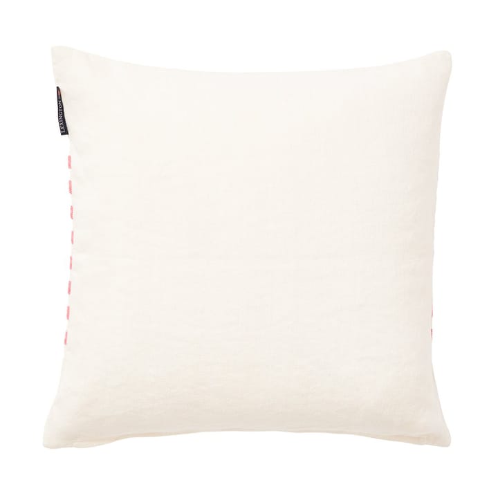 Capa de almofada Emboidery Striped Linen/Cotton 50x50 cm - Off White-vermelho - Lexington