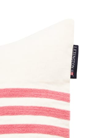 Capa de almofada Emboidery Striped Linen/Cotton 50x50 cm - Off White-vermelho - Lexington