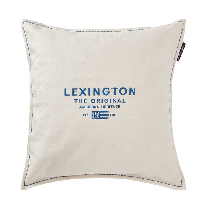 Capa de almofada Logo Embroidered Linen/Cotton 50x50 cm - White - Lexington