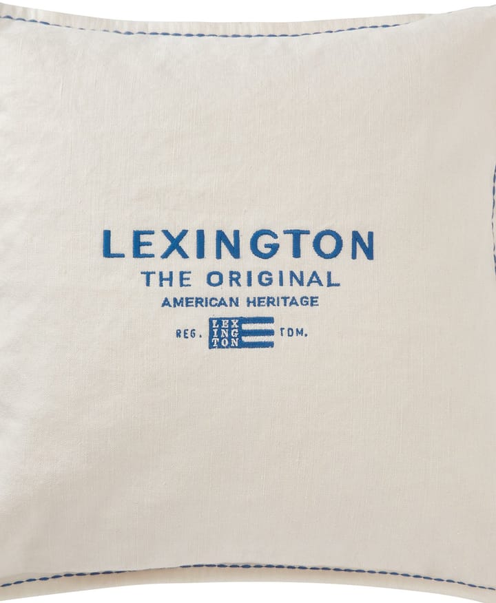 Capa de almofada Logo Embroidered Linen/Cotton 50x50 cm - White - Lexington