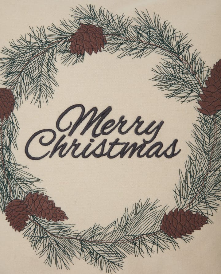 Capa de almofada Merry Christmas Wool Mix 50x50 cm - branco-verde-bege - Lexington