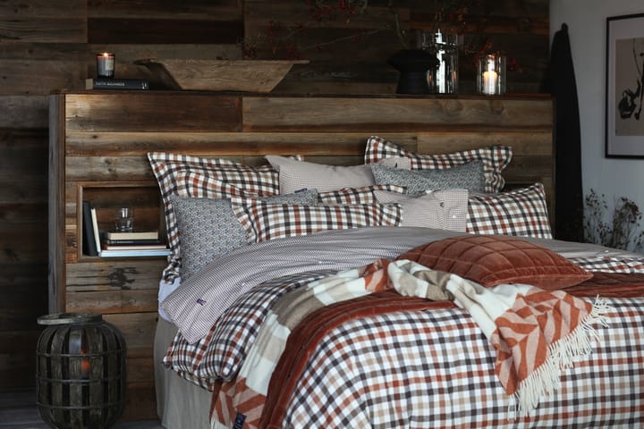 Capa de edredão Checked algodão flanela 150x210 cm - Rust brown-white - Lexington