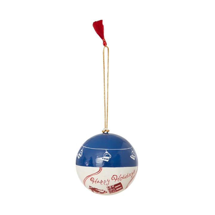 Conjunto de 2 bolas de Natal Lexington Papier Maché - azul-branco-vermelho - Lexington