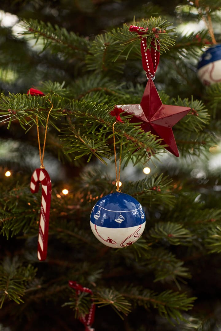 Conjunto de 2 bolas de Natal Lexington Papier Maché - azul-branco-vermelho - Lexington