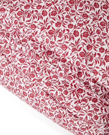 Conjunto de cama em cetim de algodão estampado flores - Branco-vermelho - Lexington