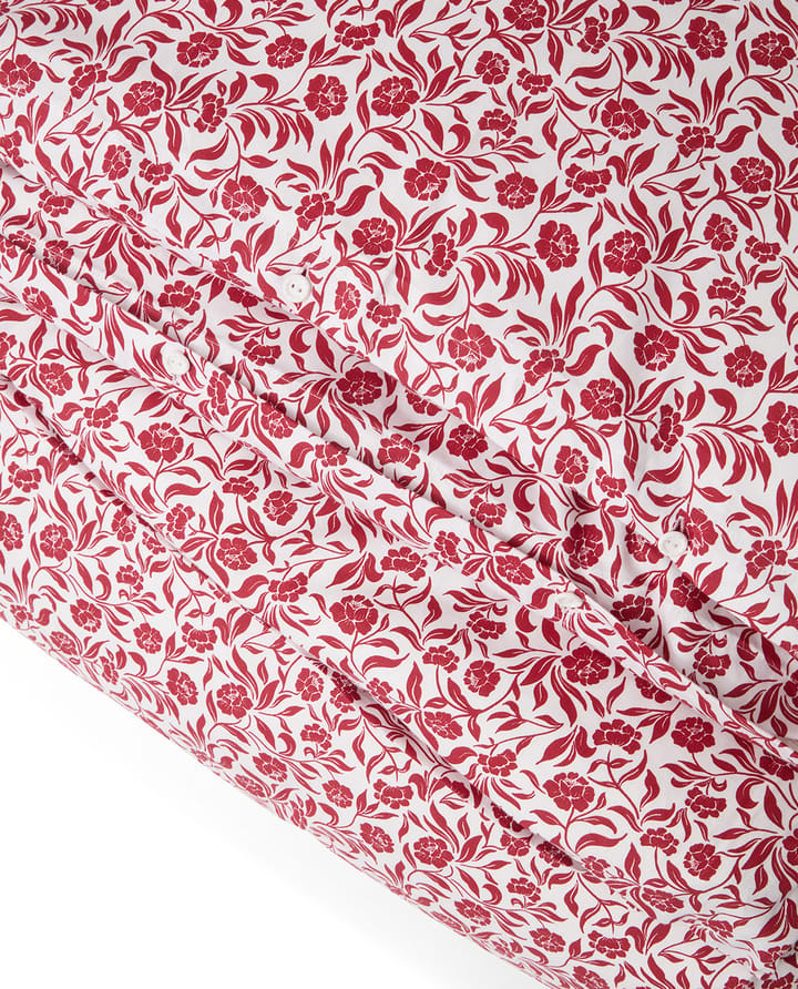 Conjunto de cama em cetim de algodão estampado flores, Branco-vermelho Lexington