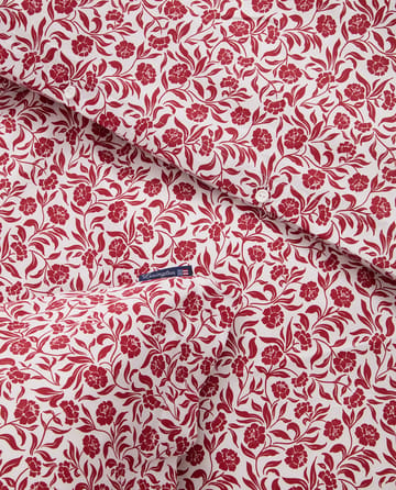 Conjunto de cama em cetim de algodão estampado flores - Branco-vermelho - Lexington