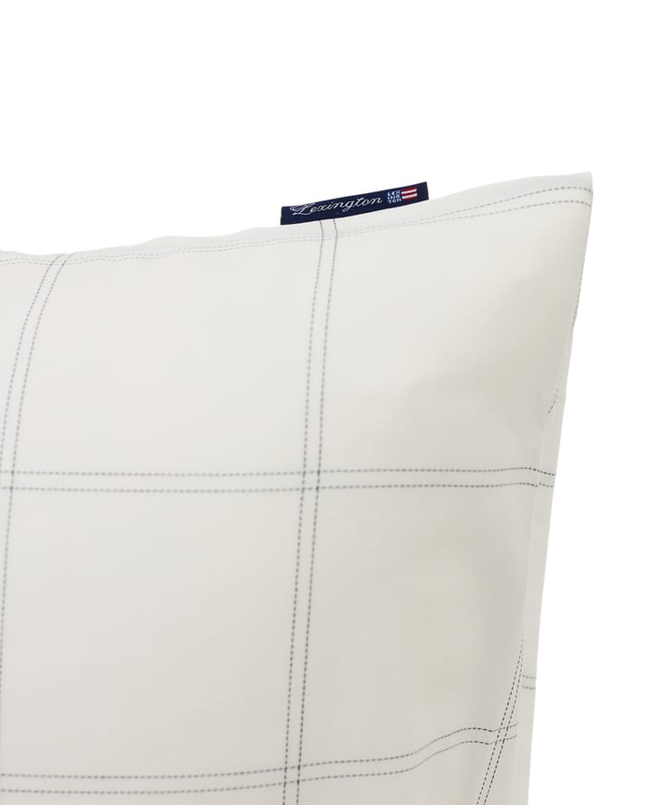 Fronha Checked algodão-liocel 50x90 cm - Off white-dark blue - Lexington