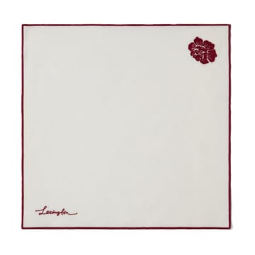 Guardanapo em linho-algodão Flower 50x50 cm - Branco-vermelho - Lexington