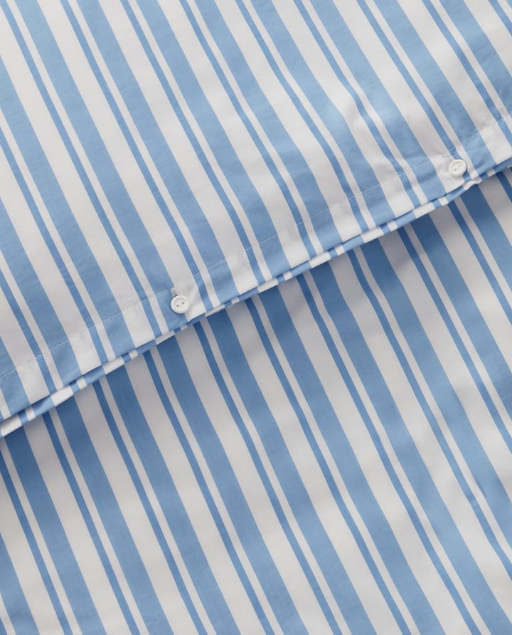 Jogo de cama Striped Cotton Poplin - White-Blue, 1 örngott - Lexington