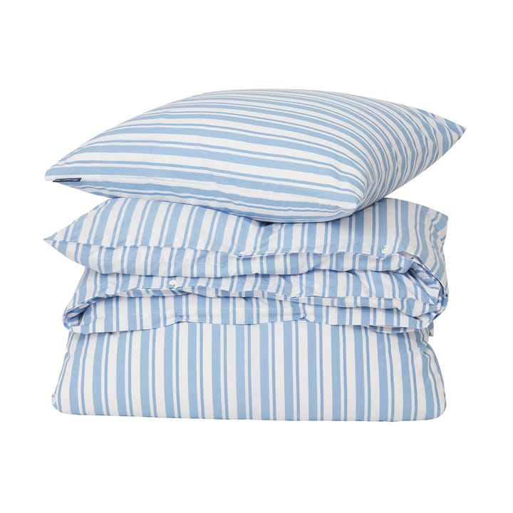 Jogo de cama Striped Cotton Poplin - White-Blue, 2 örngott - Lexington