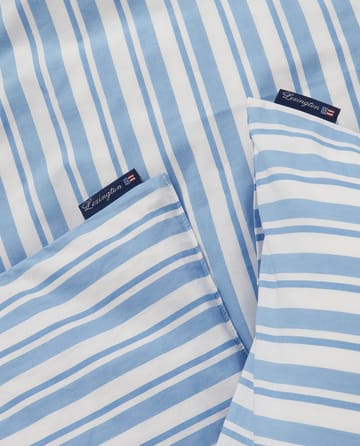 Jogo de cama Striped Cotton Poplin - White-Blue, 2 örngott - Lexington