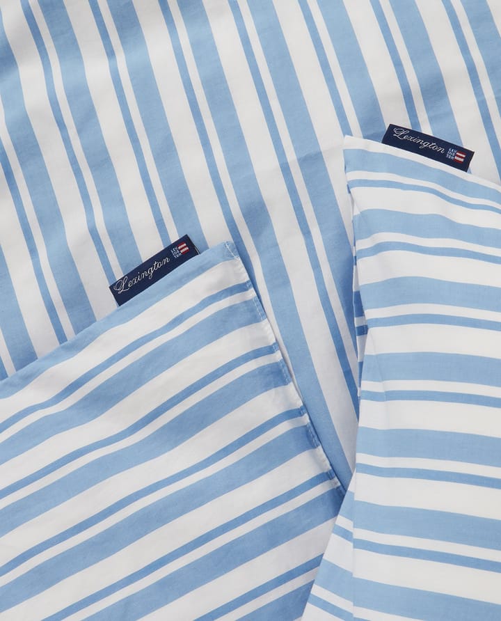 Jogo de cama Striped Cotton Poplin, White-Blue, 2 örngott Lexington