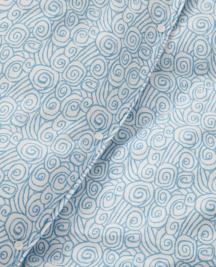 Jogo de cama Wave Printed Cotton Sateen - White-Blue, 2 örngott - Lexington