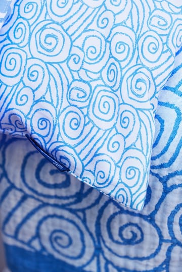 Jogo de cama Wave Printed Cotton Sateen - White-Blue, 2 örngott - Lexington
