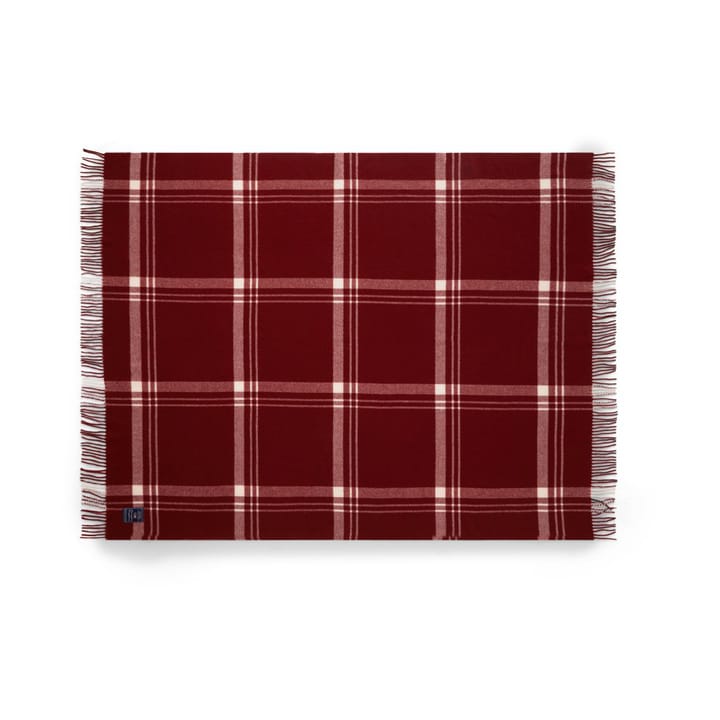 Manta Checked Recycled Wool 130x170 cm - vermelho-branco  - Lexington