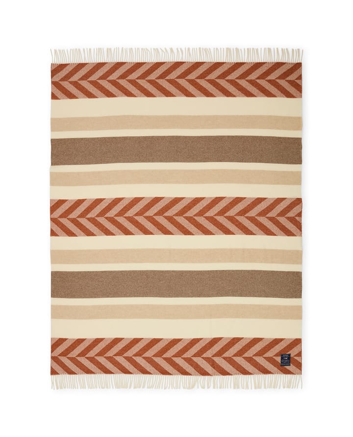 Manta lã reciclada Herringbone Striped 130x170 cm - Copper-brown - Lexington