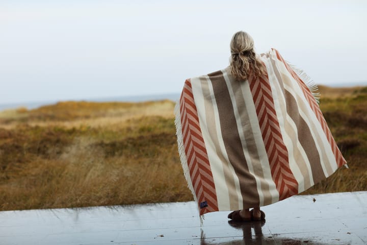 Manta lã reciclada Herringbone Striped 130x170 cm, Copper-brown Lexington