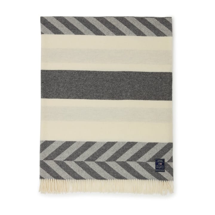 Manta lã reciclada Herringbone Striped 130x170 cm - Grey-off white - Lexington