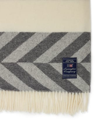 Manta lã reciclada Herringbone Striped 130x170 cm - Grey-off white - Lexington