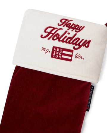 Meias de Natal de veludo e algodão Happy Holidays Organic  - vermelho-branco  - Lexington