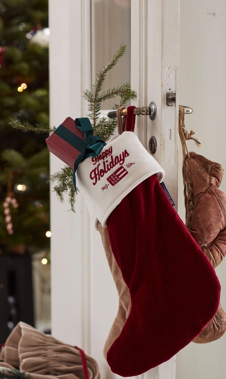 Meias de Natal de veludo e algodão Happy Holidays Organic  - vermelho-branco  - Lexington