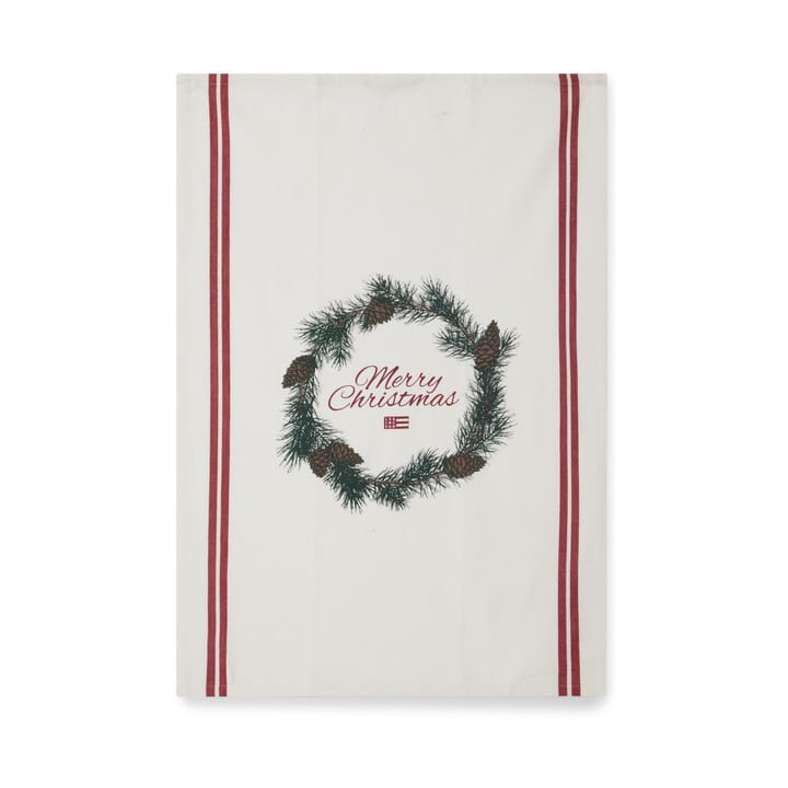 Pano de cozinha de algodão Merry Christmas Org50x70 cm - branco-vermelho-verde - Lexington