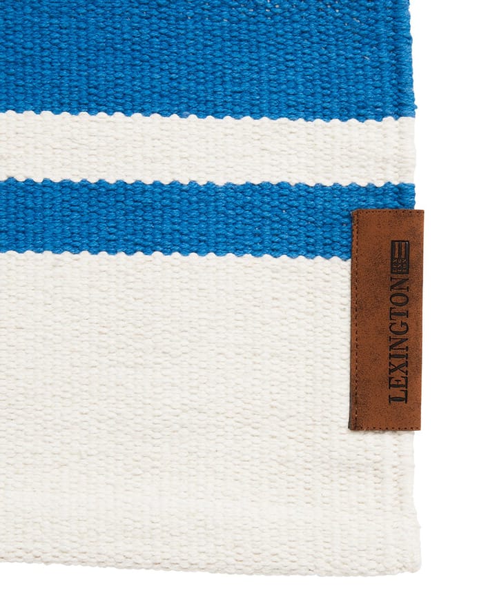 Tapete Organic Striped Cotton 80x220 cm - Azul-branco - Lexington