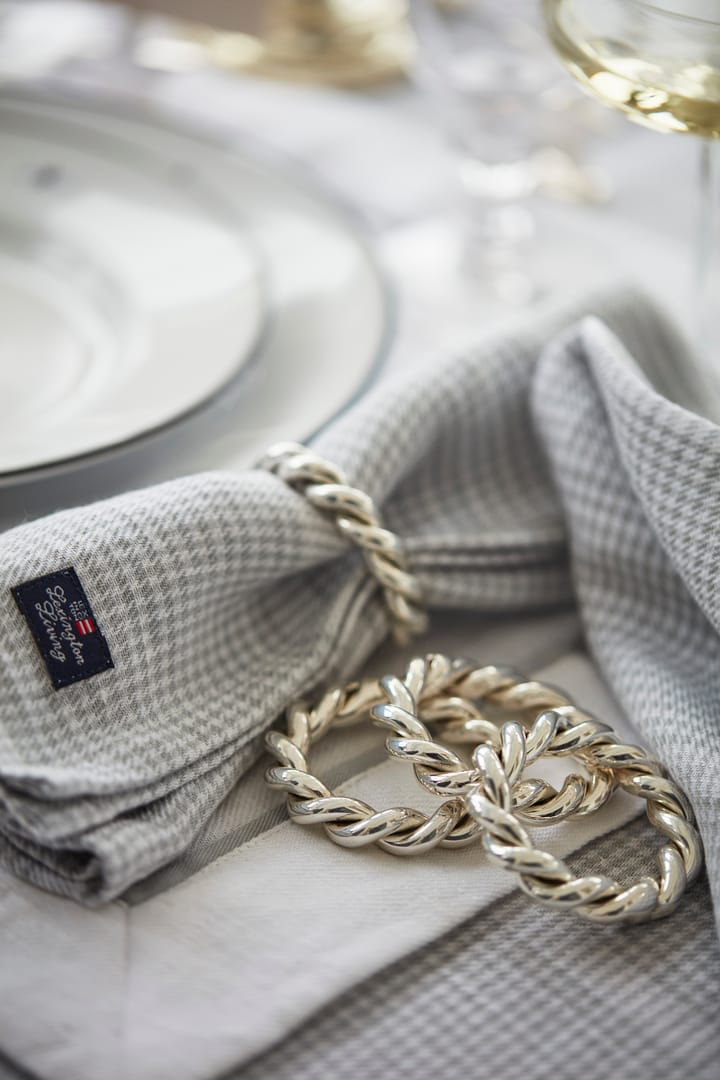 Toalha de mesa de algodão e linho Pepita Check 180x180 cm  - branco-cinzento claro  - Lexington