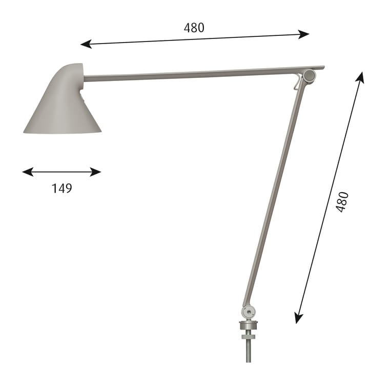 Candeeiro de mesa NJP Ø10 mm, Cinzento claro Louis Poulsen